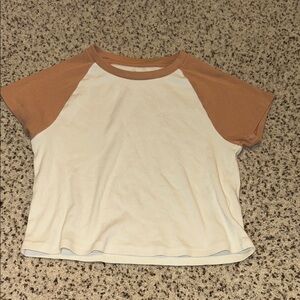 Aerie Tan and White Crop Top